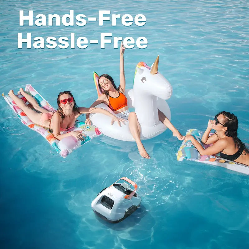 Cordless Robotic Pool Cleaner, Lasts 90 Min, Automatic Vacuum for Above-Ground Pools up to 860 Sq.ft, Pool Vacuum, Portable, Self-Parking