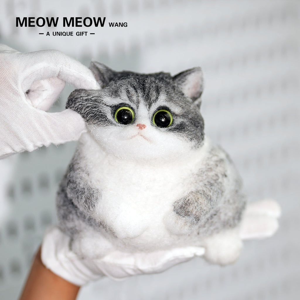 C17:Raccoon Cat With White Gloves And Green Eyes.