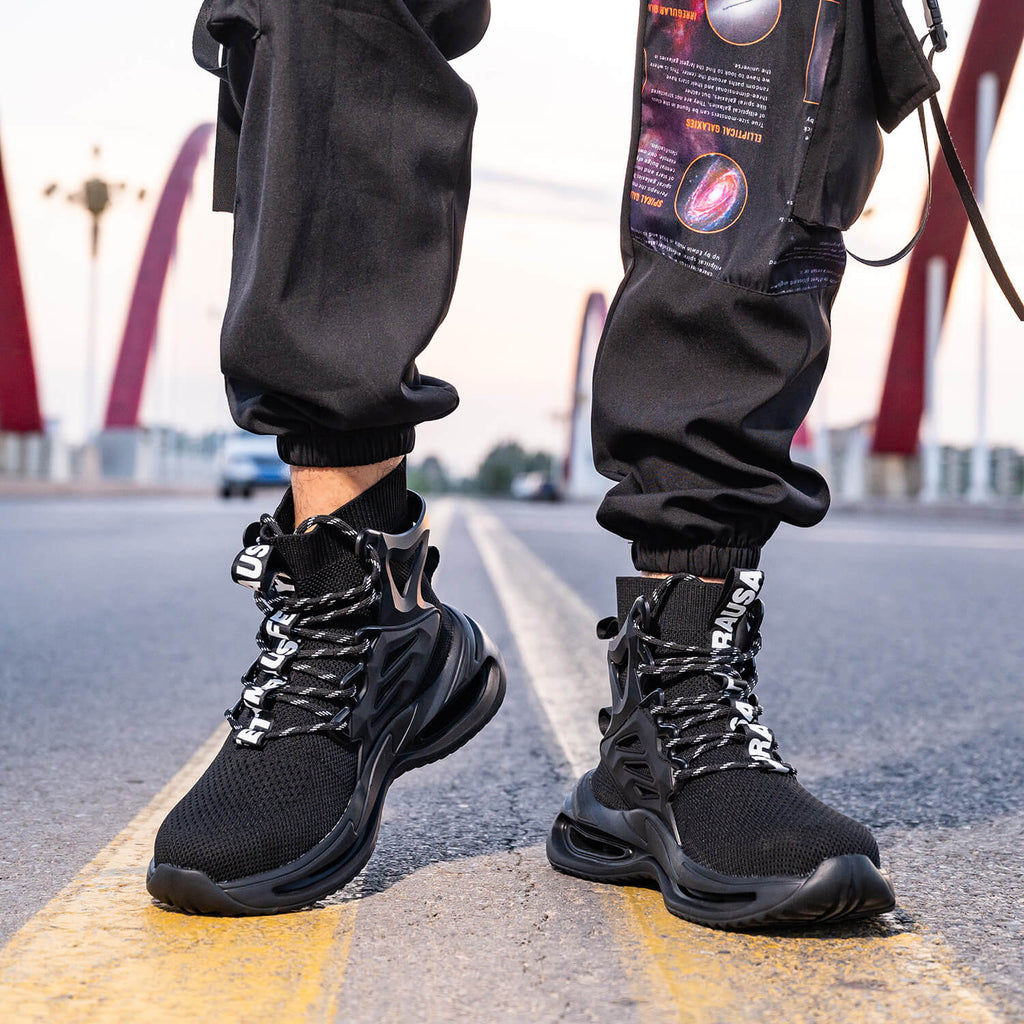 QD Men's High-Top Steel Toe Work Shoes