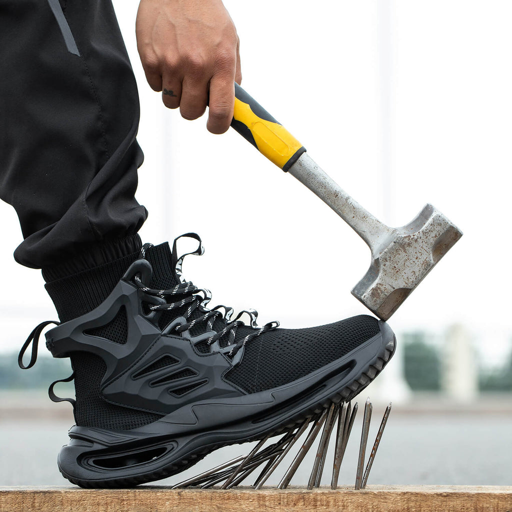QD Men's High-Top Steel Toe Work Shoes