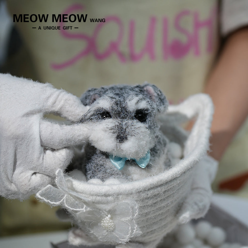 D02:Cute Squishy Schnauzer with A Blue Bow