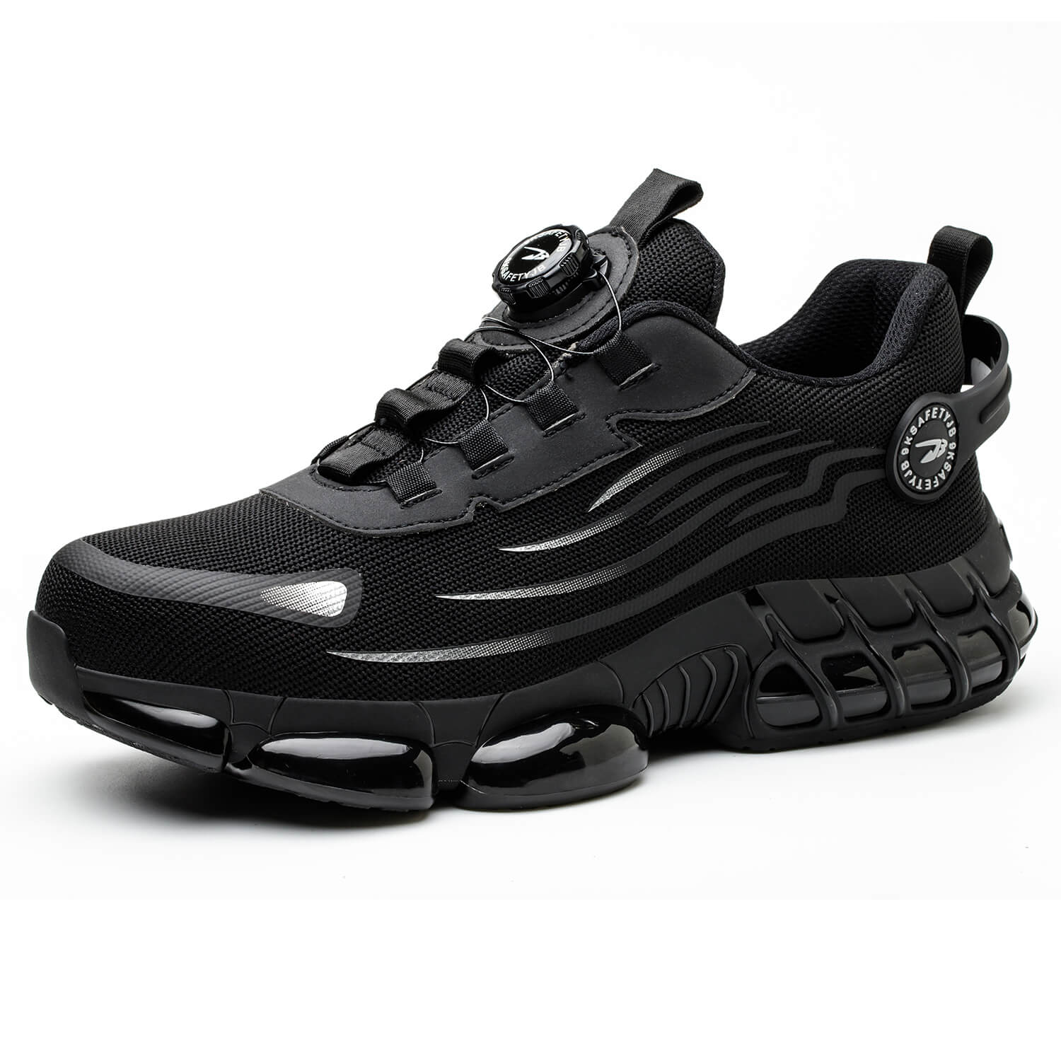 QD Steel Toe Knob Lacing Work Sneakers
