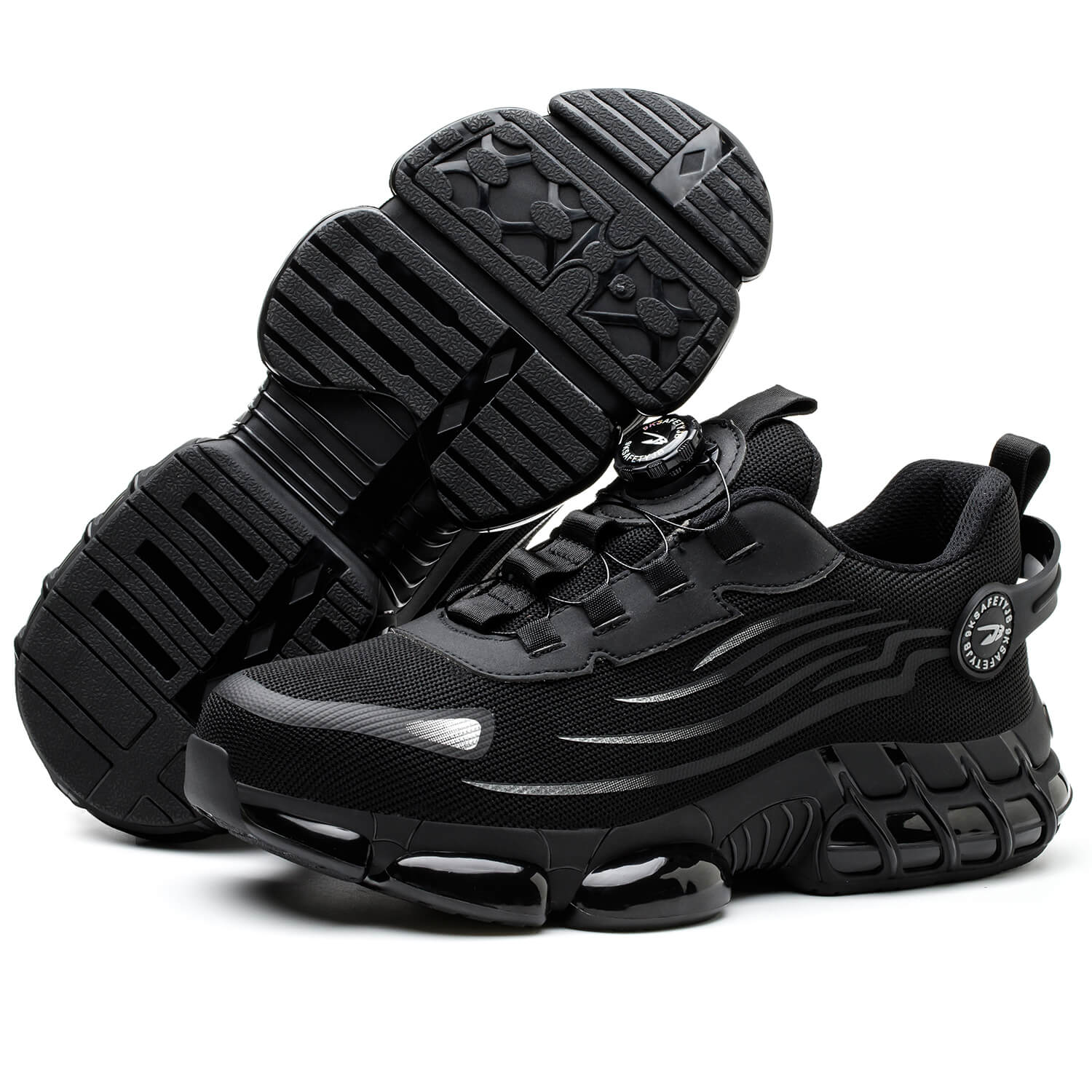 QD Steel Toe Knob Lacing Work Sneakers