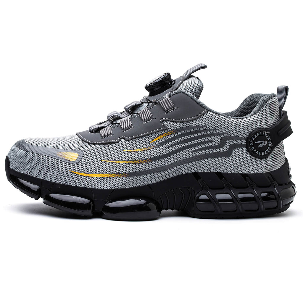 QD Steel Toe Knob Lacing Work Sneakers