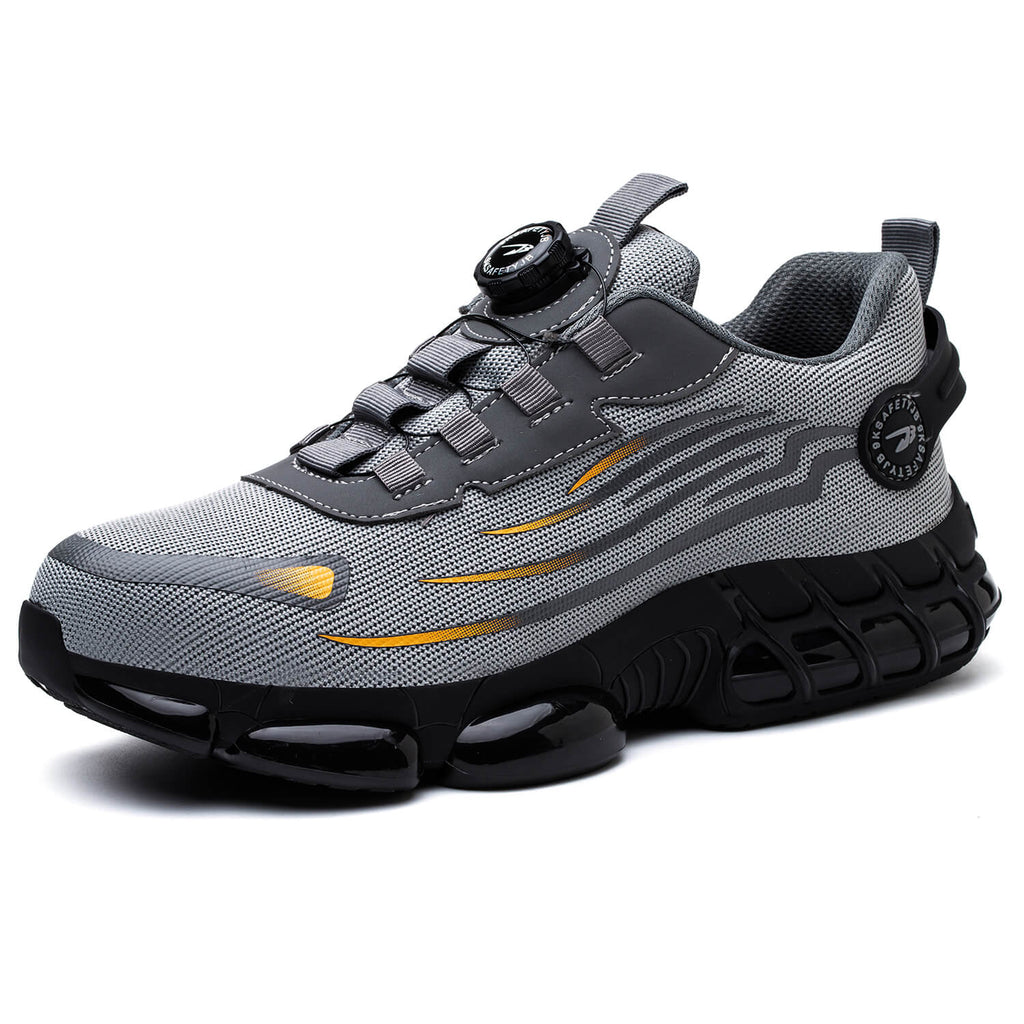 QD Steel Toe Knob Lacing Work Sneakers