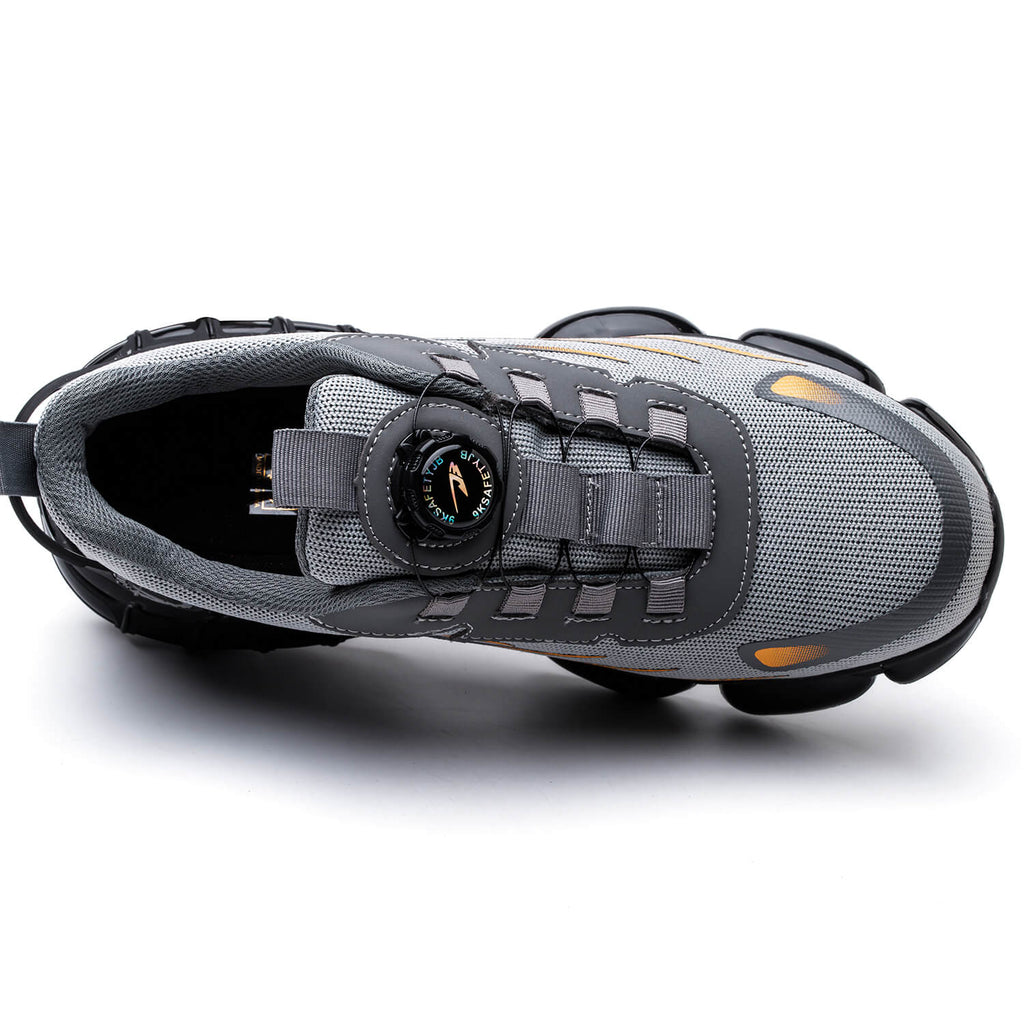 QD Steel Toe Knob Lacing Work Sneakers