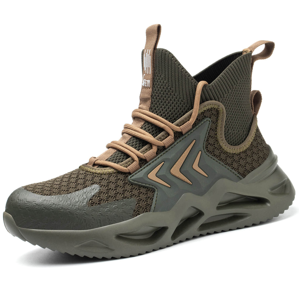 QD Men's Steel Toe High Top Work Shoes