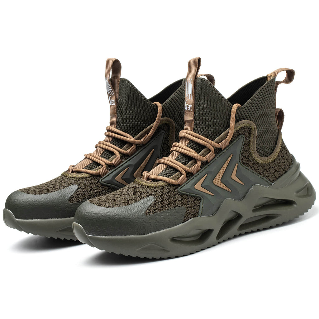 QD Men's Steel Toe High Top Work Shoes