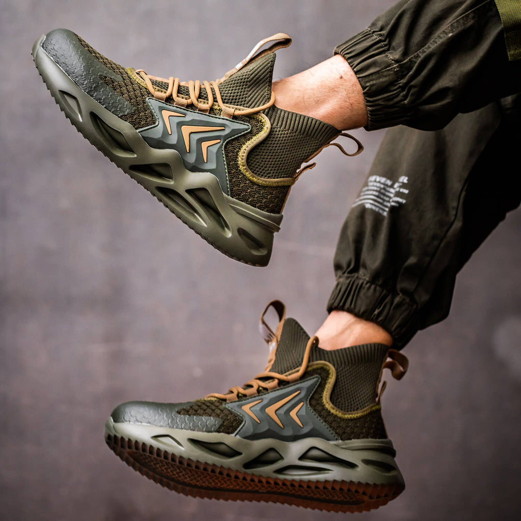 QD Men's Steel Toe High Top Work Shoes
