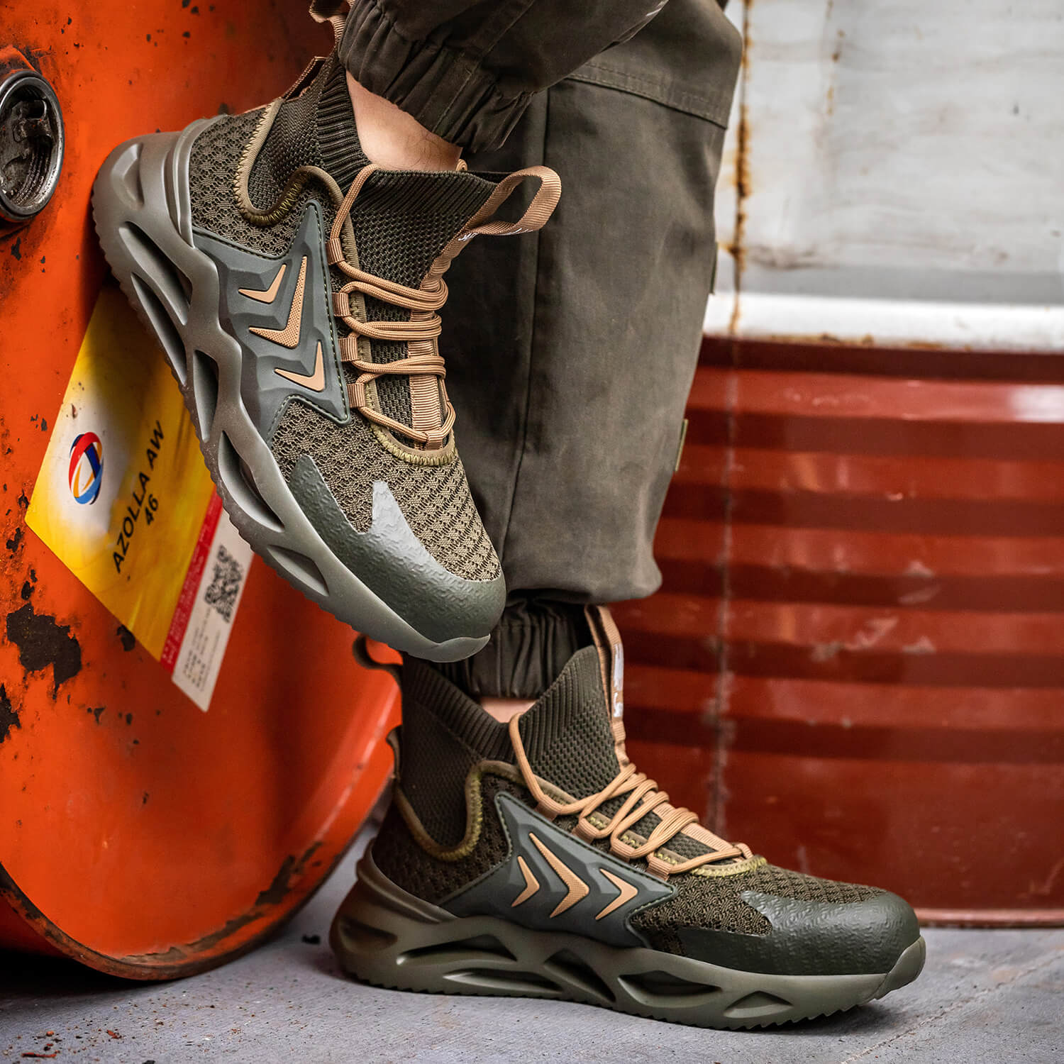 QD Men's Steel Toe High Top Work Shoes