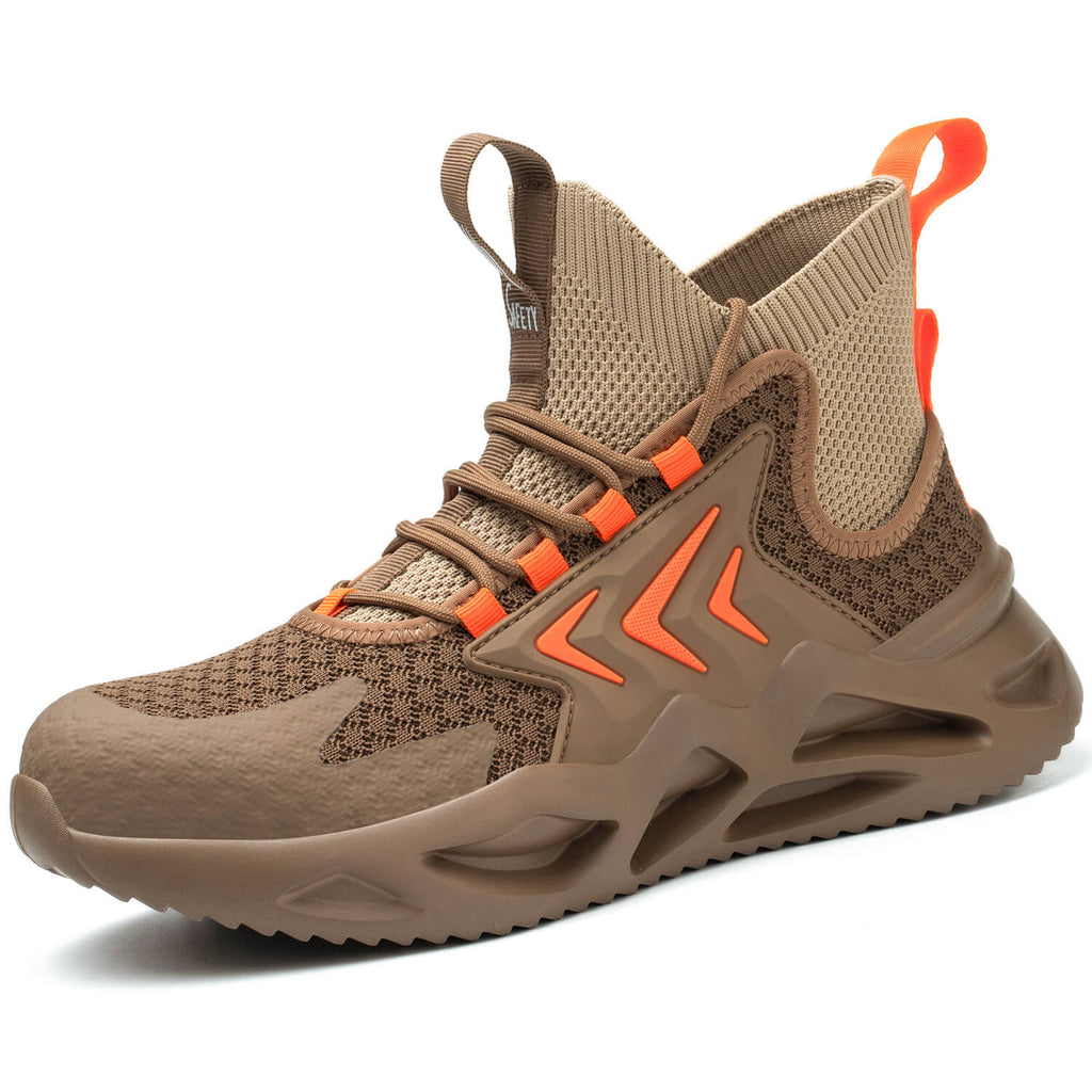 QD Men's Steel Toe High Top Work Shoes